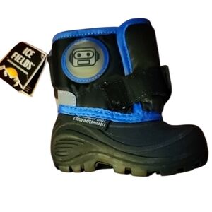 Ice Fields Toddler Black and Blue Kids Boots WITH